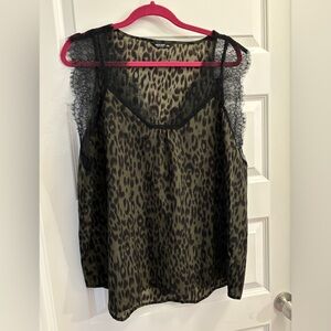 SHEIN green leopard camisole with black lace size 4x or 20